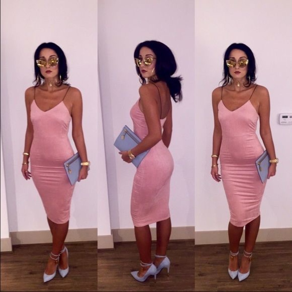 Dusty rose suede style necessary clothing dress